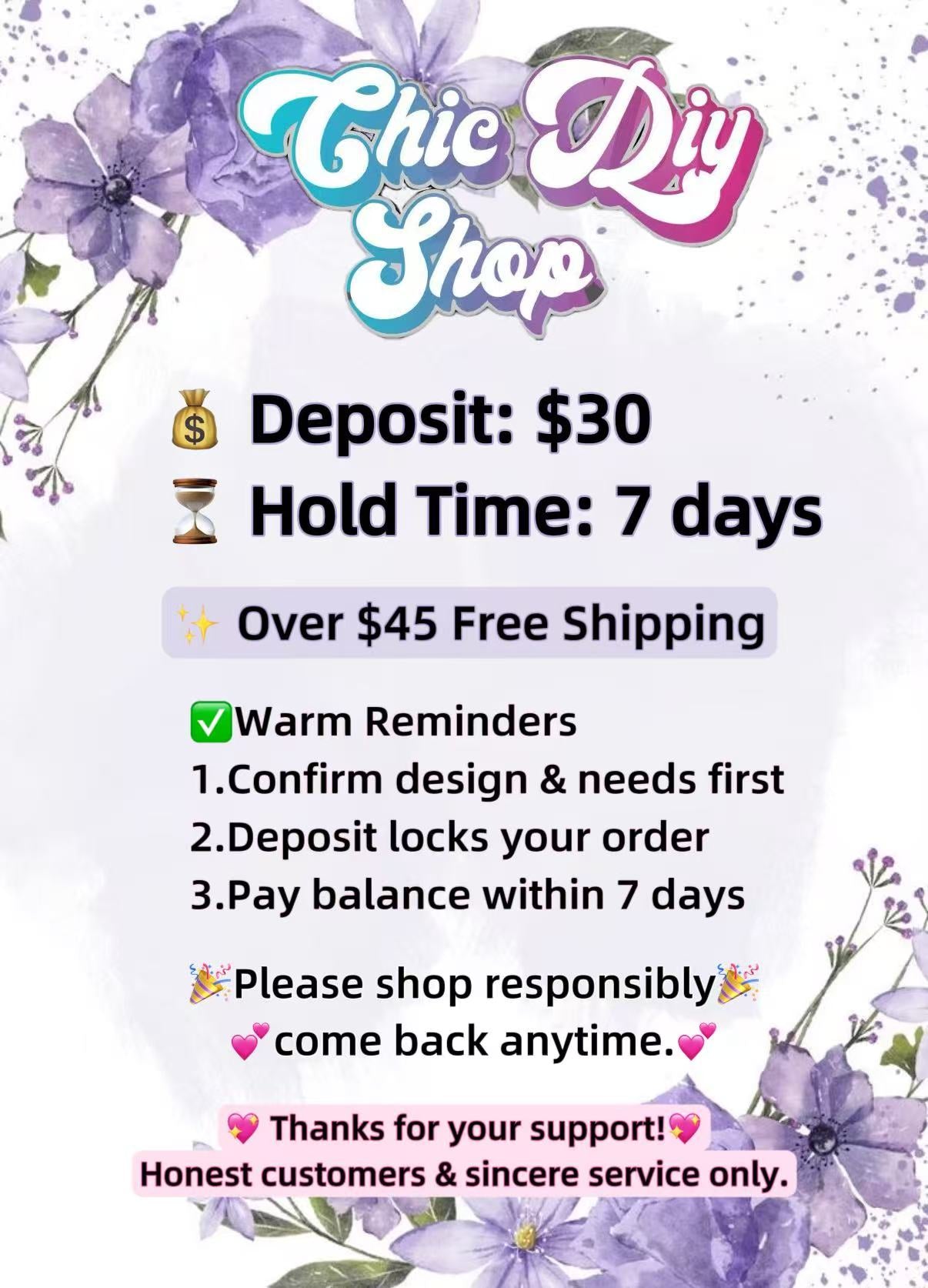 Deposite Link / Open Basket （minimum size）